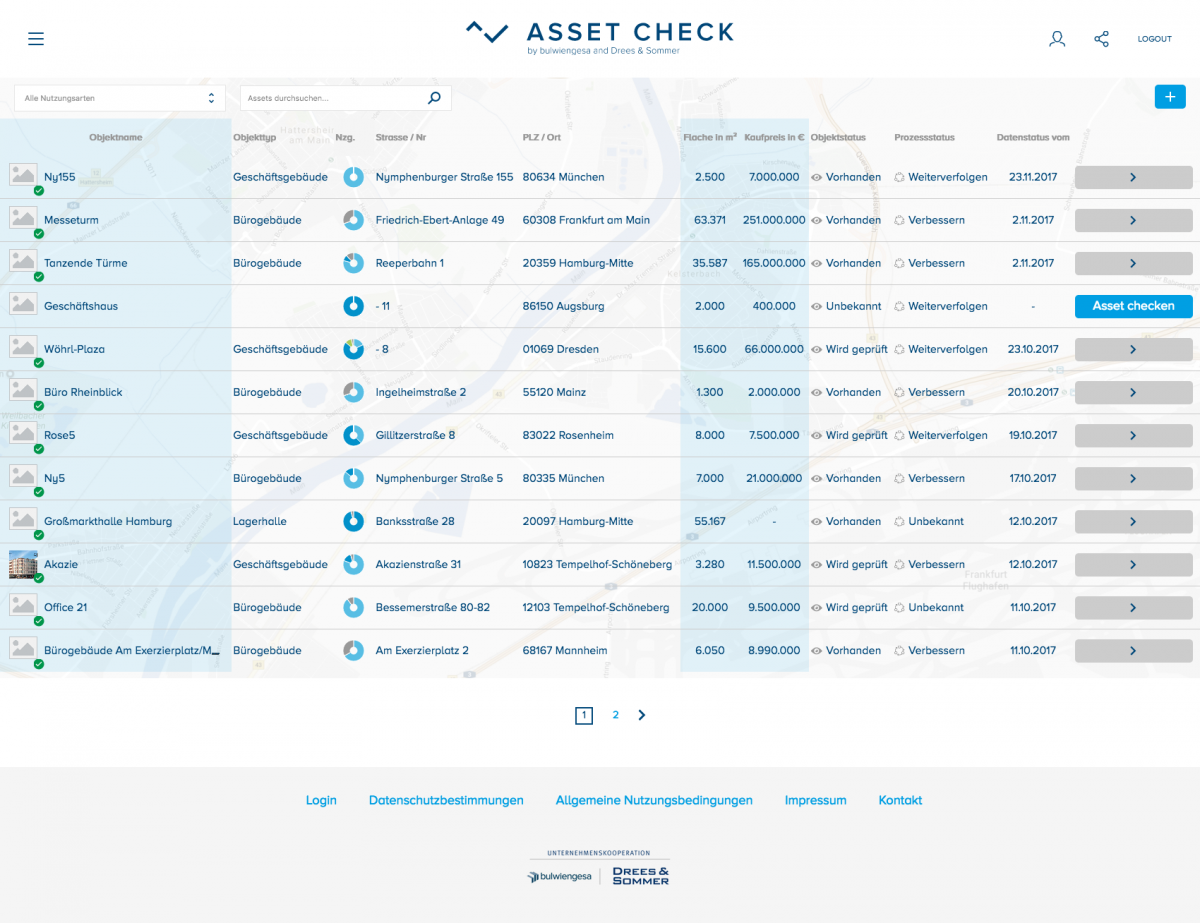 Asset Check: Beispielseite Objektübersicht